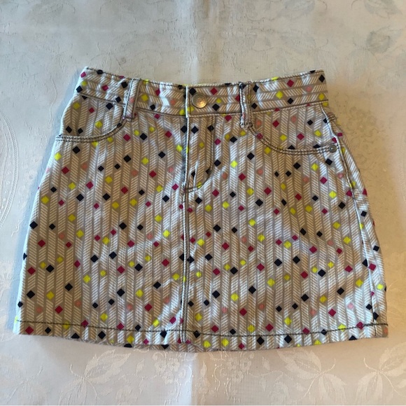 Gymboree Girls Size 5 Multicolored Mini Jeans Denim Skirt Geometric Pattern - Picture 11 of 14